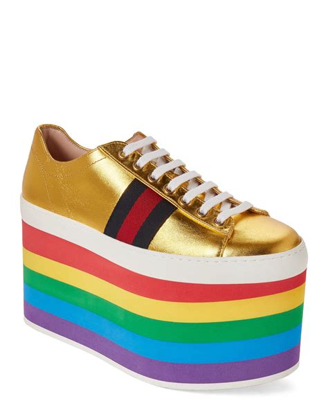 gucci green sneakers|gucci rainbow platform sneakers.